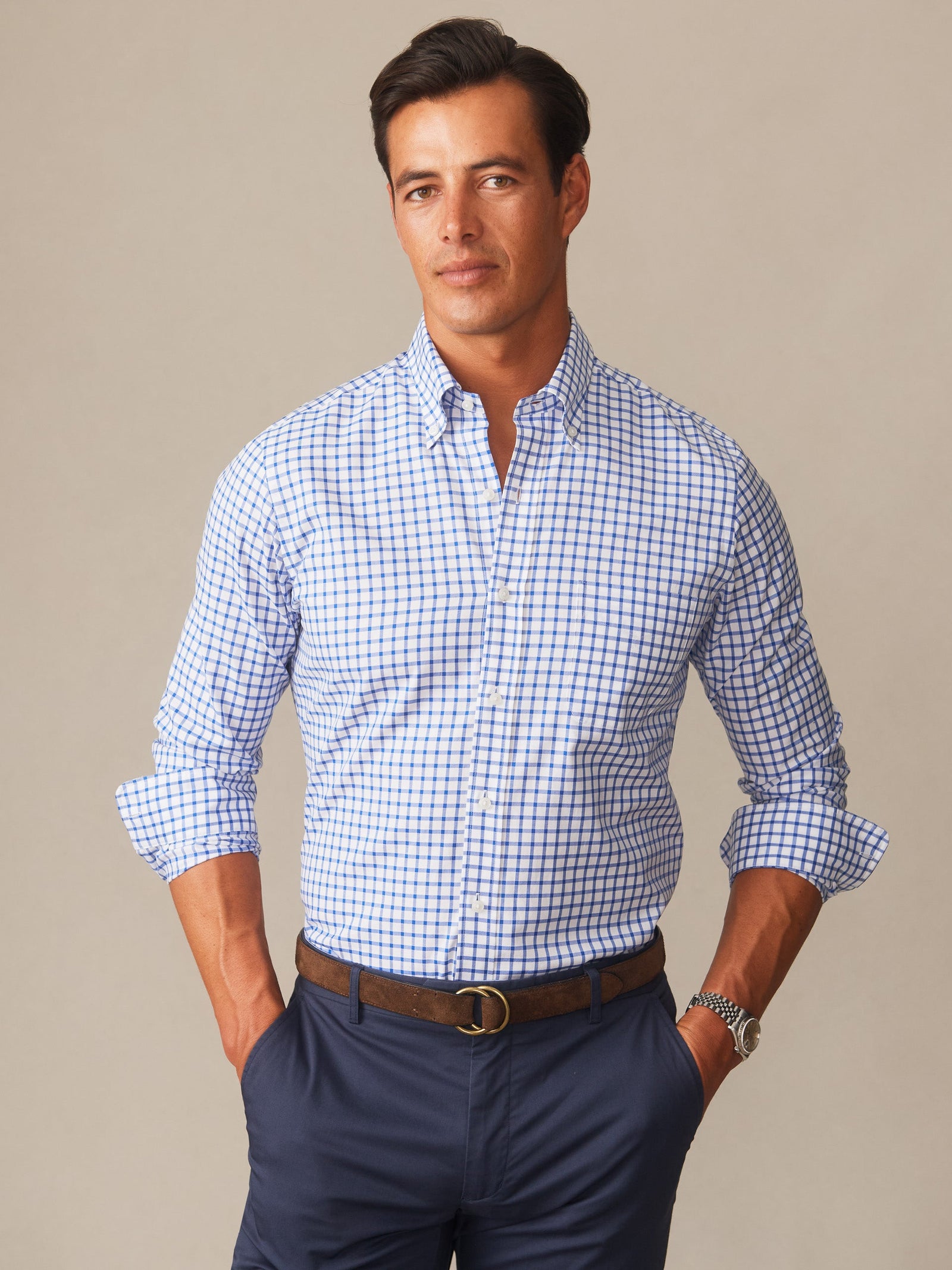 White Check Belvedere Cotton Shirt Men S Shirts J Mclaughlin