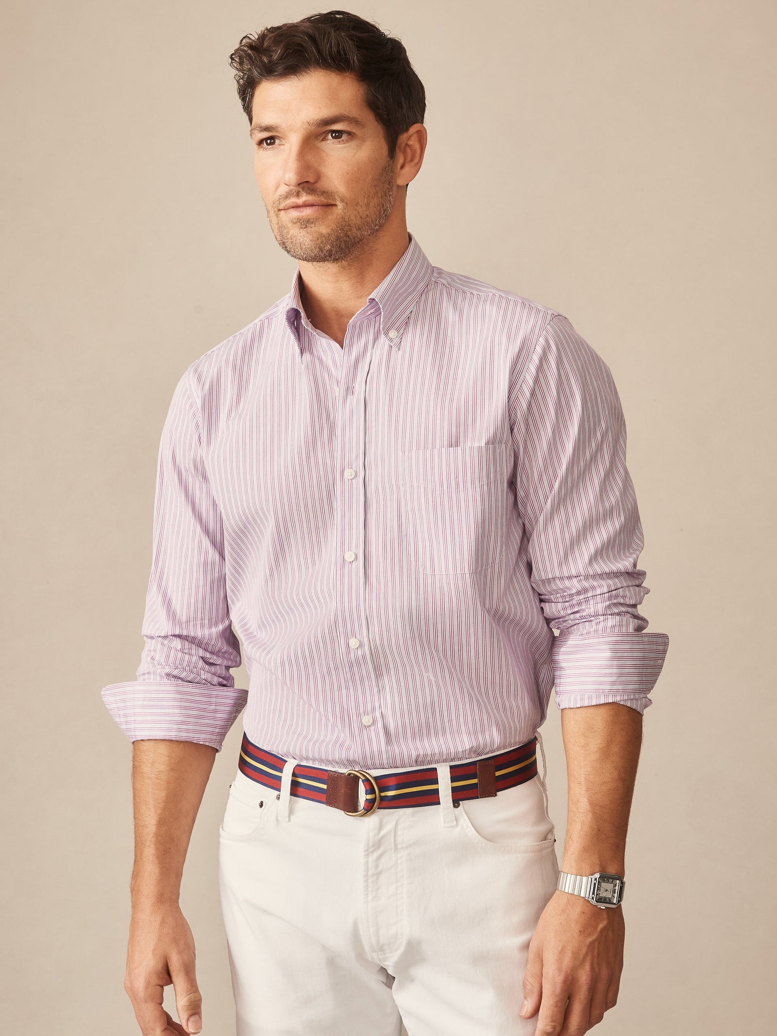 Purple Blue Multi Stripe Belvedere Cotton Shirt Men S Shirts J Mclaughlin