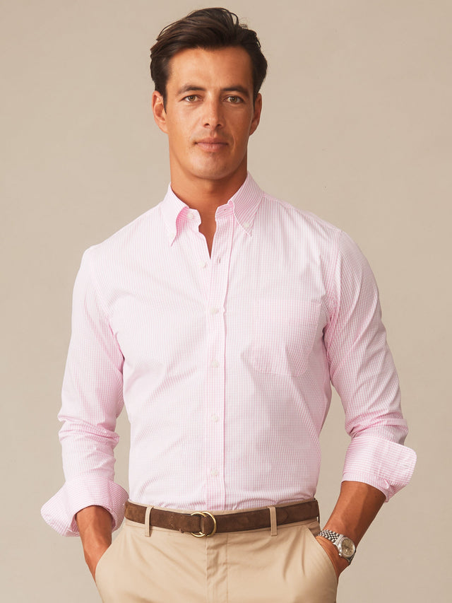 Pink/White Graphic Check Belvedere Cotton Shirt | Men's Shirts | J.McLaughlin