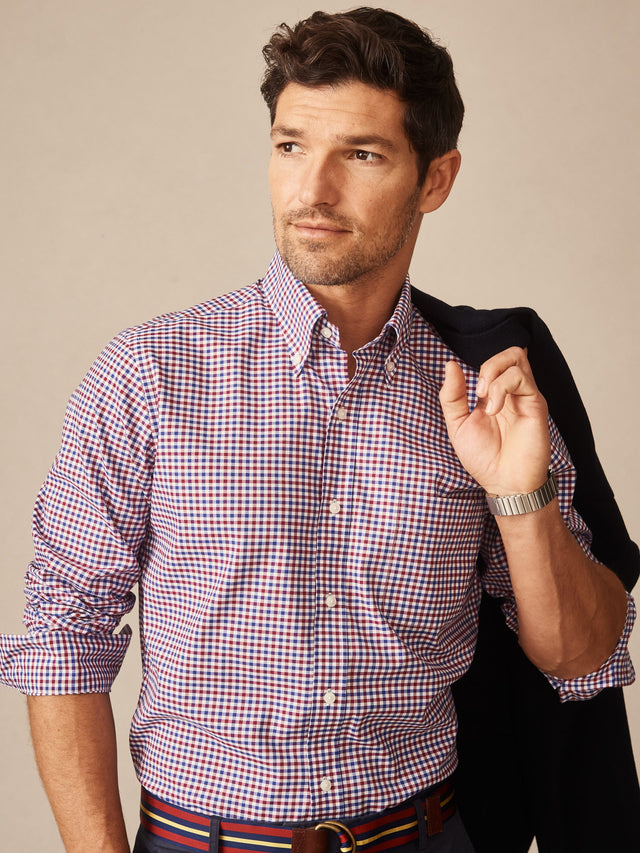 Red/Blue/White Gingham Multi Belvedere Cotton Shirt | Men's Shirts | J.McLaughlin