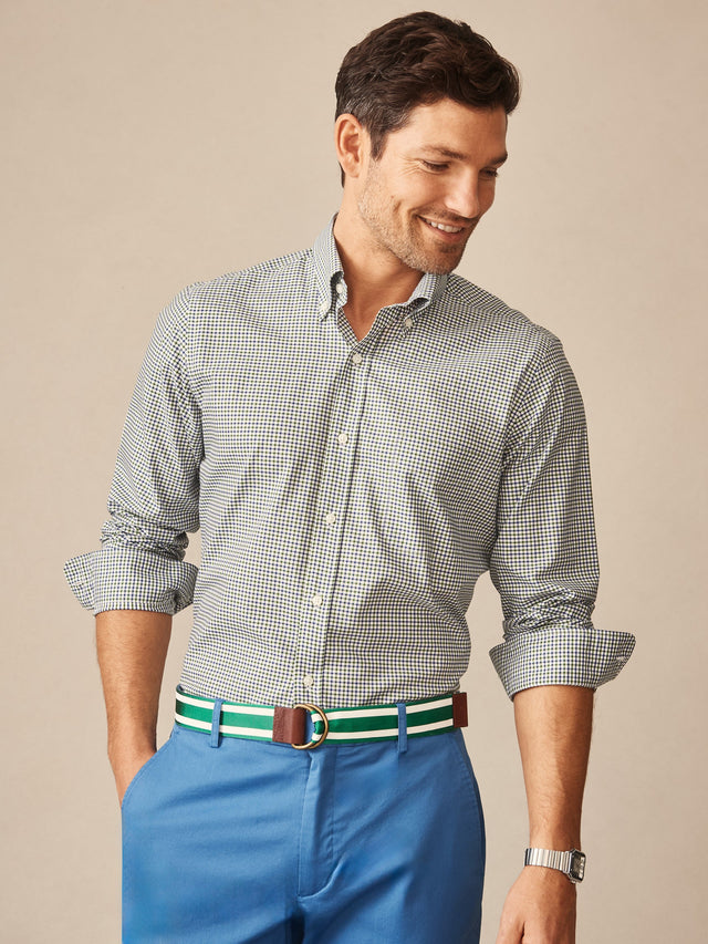 Blue/Green/White Gingham Multi Belvedere Cotton Shirt | Men's Shirts | J.McLaughlin