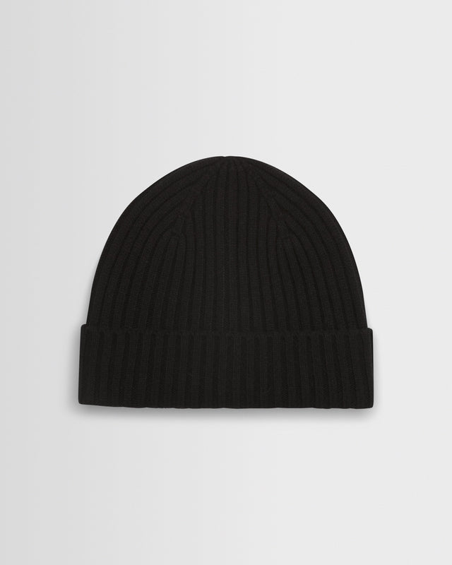 Belvoir - Black Wool Fisherman Beanie