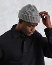 Belvoir Grey Wool Fisherman Beanie