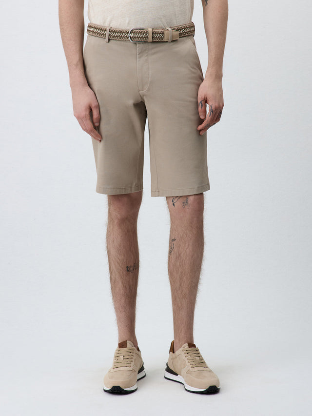 Bermuda en coton stretch beige