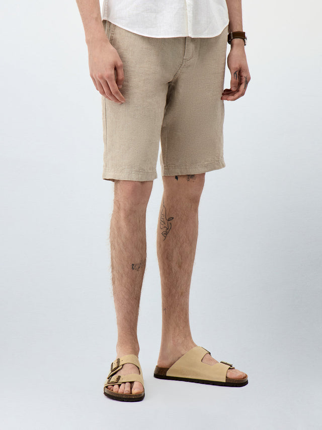 Bermuda en lin beige