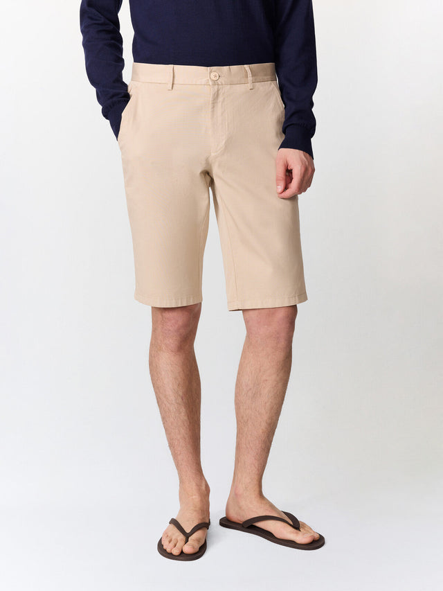 Bermuda slim en coton stretch beige