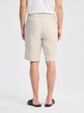 Bermuda Coordonnable Regular En Lin Et Coton Beiges