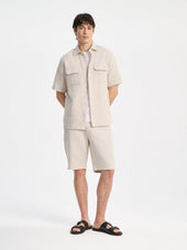 Bermuda Coordonnable Regular En Lin Et Coton Beiges