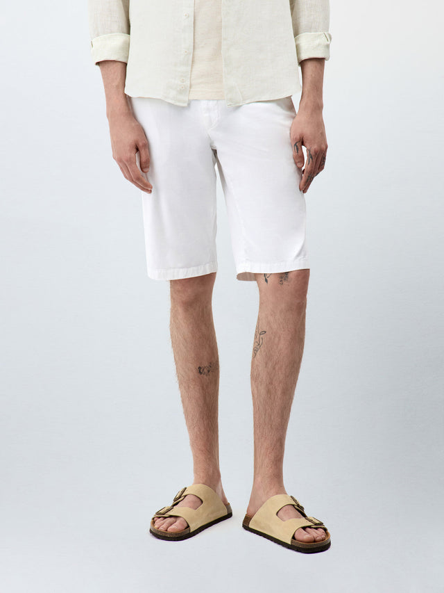 Bermuda en coton stretch blanc