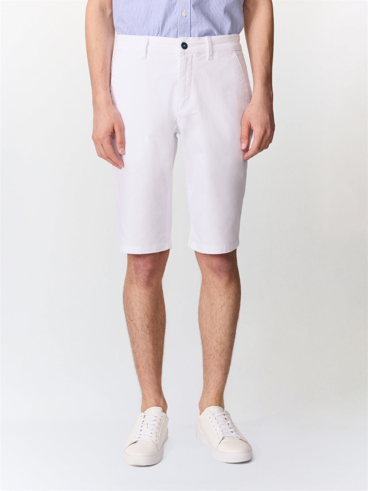 Bermuda Slim En Coton Stretch Blanc