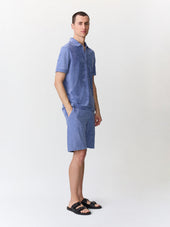 Bermuda Regular En Jersey Ponge Bleu Chambray