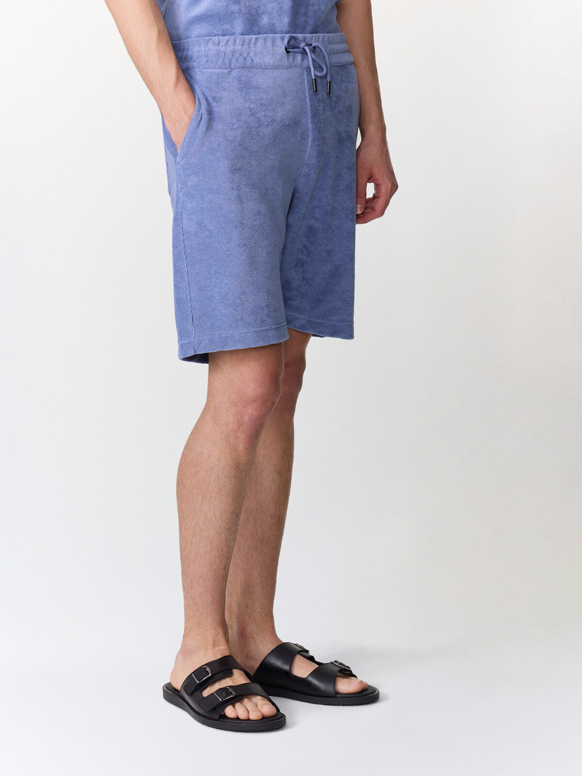 Bermuda Regular En Jersey Ponge Bleu Chambray