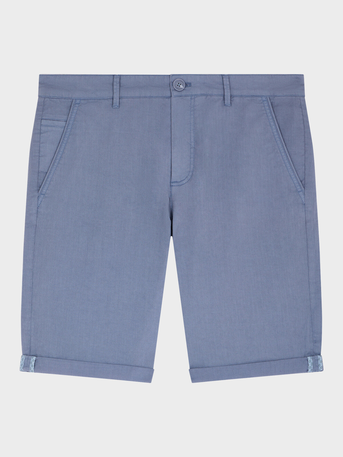 Bermuda Slim En Coton Et Lin Bleu Chambray