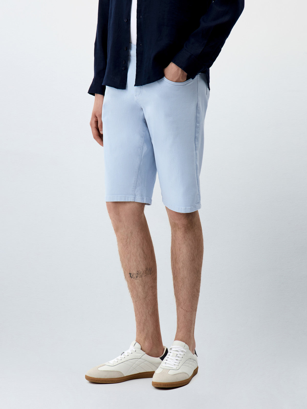 Bermuda En Coton Stretch Bleu Ciel
