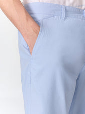 Bermuda Slim En Coton Et Lin Bleu Ciel
