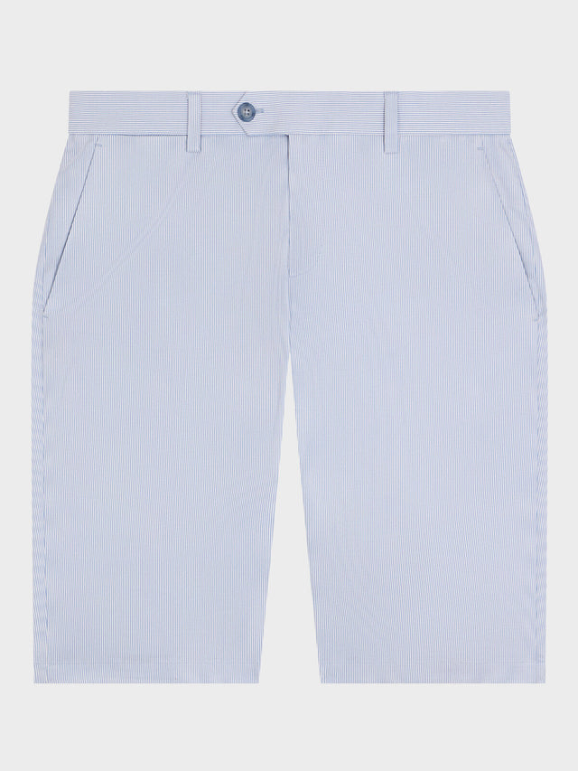 Bermuda en coton stretch bleu ciel à rayures