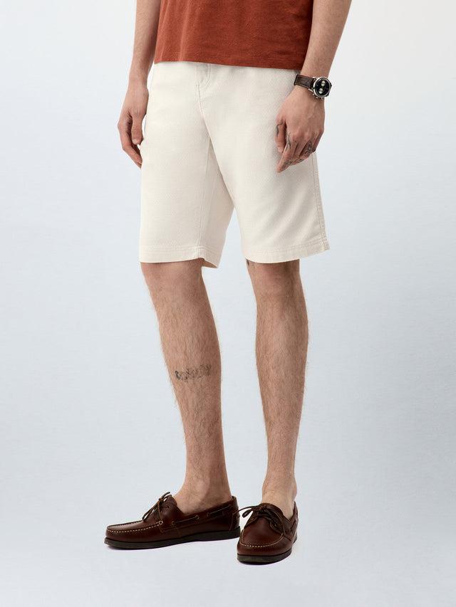Bermuda en coton stretch écru