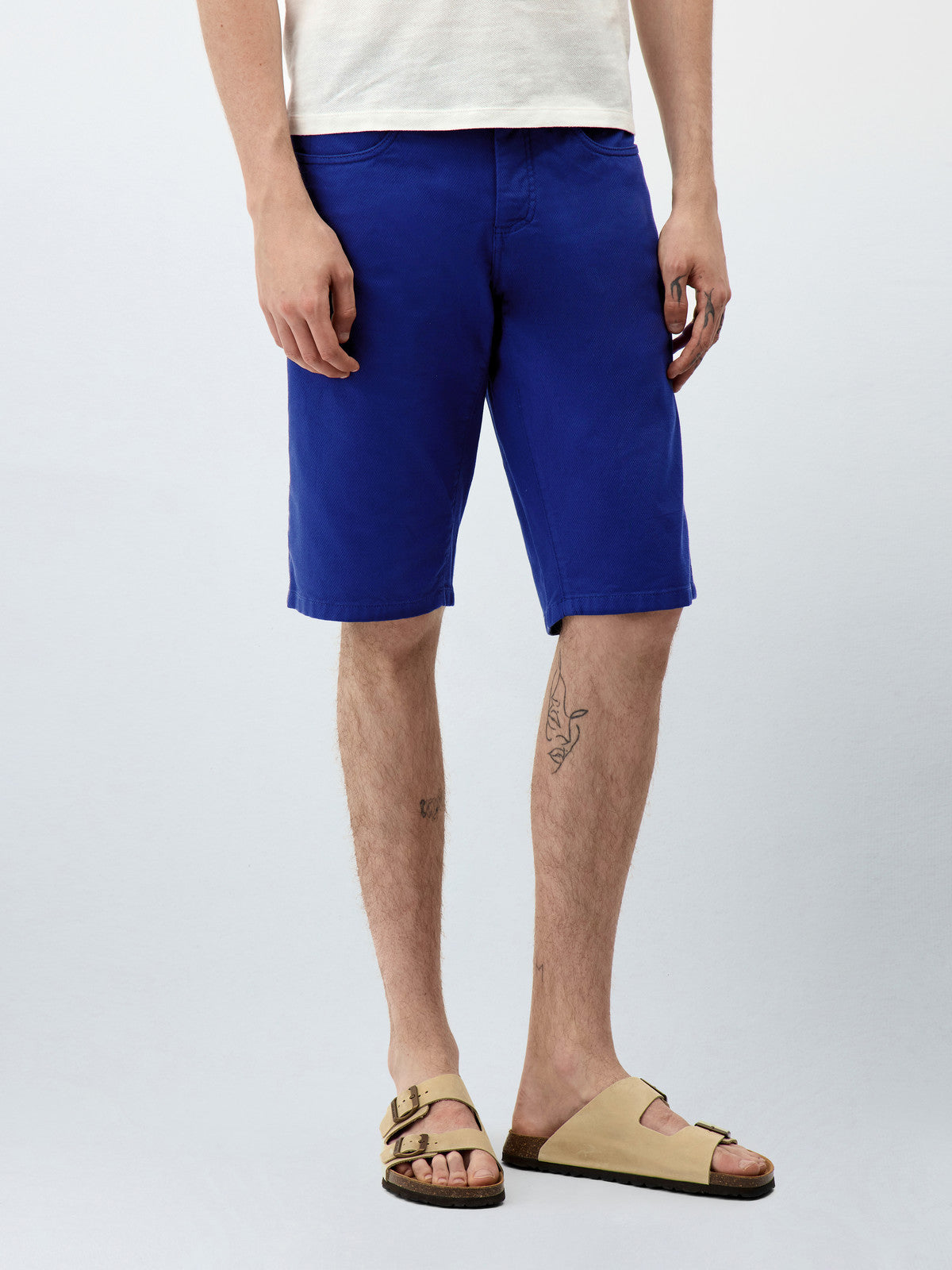 Bermuda En Coton Stretch Bleu