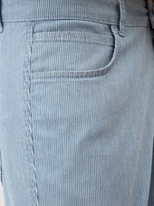 Bermuda En Coton Stretch Bleu Indigo Rayures