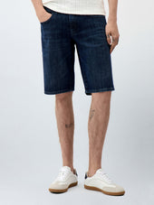 Bermuda en coton mélangé bleu indigo
