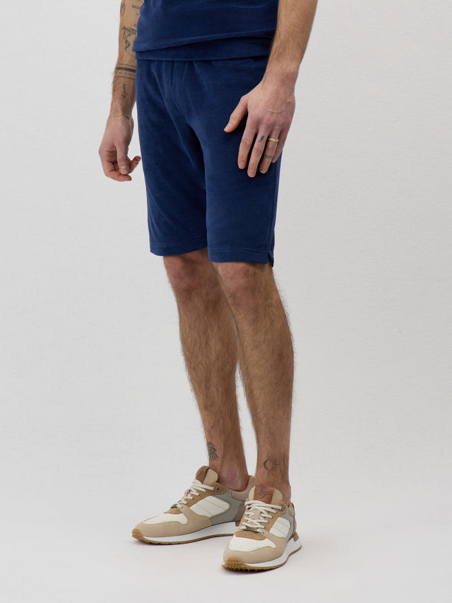 Bermuda en jersey éponge bleu indigo