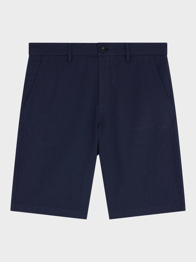Bermuda regular en coton stretch bleu indigo