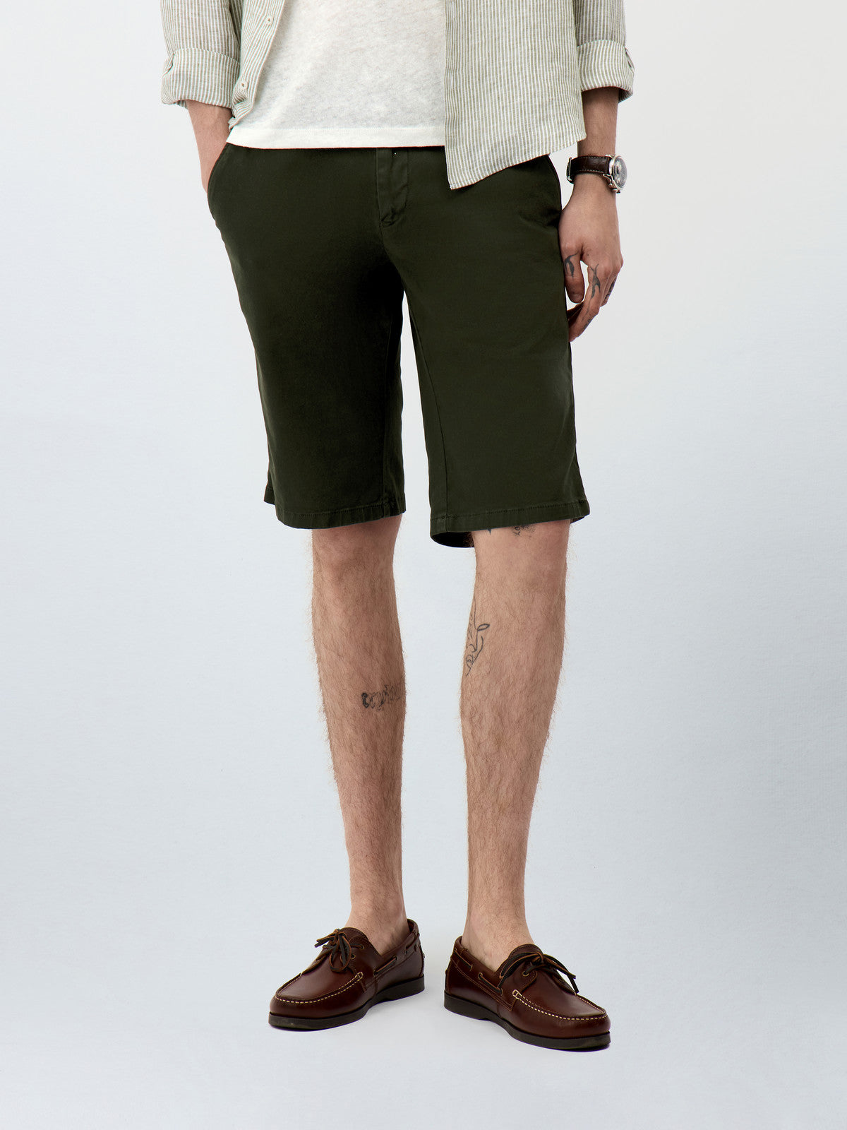 Bermuda En Coton Stretch Kaki