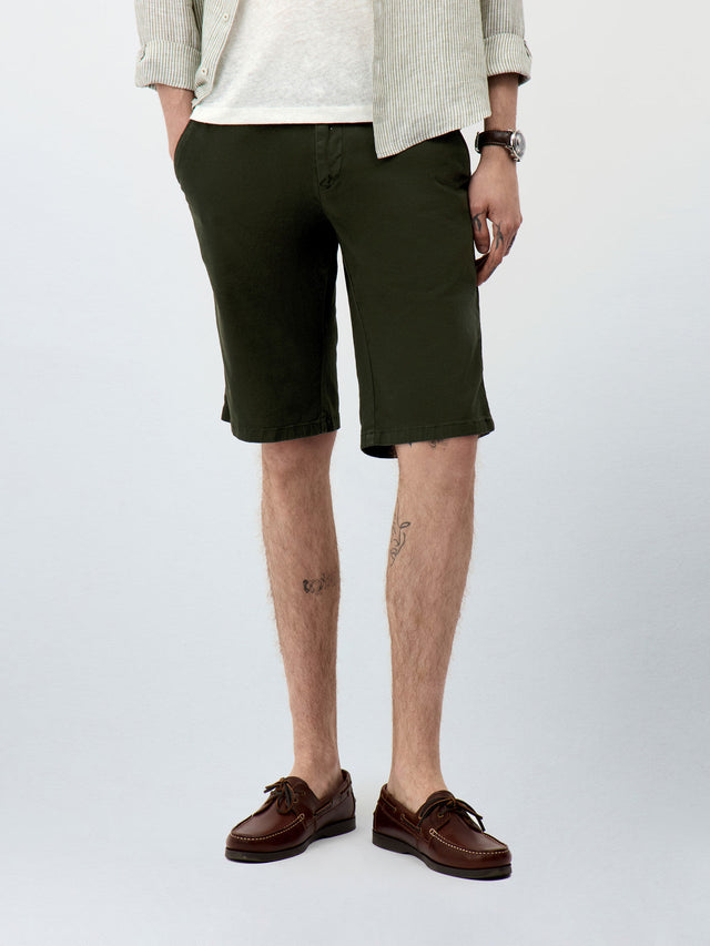 Bermuda en coton stretch kaki