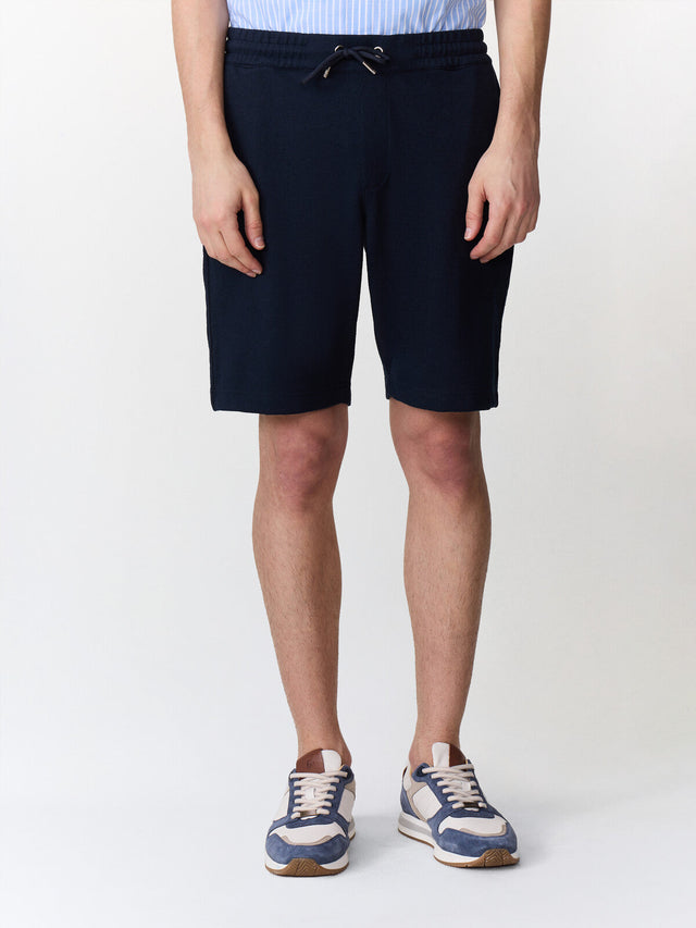 Bermuda regular en maille bleu marine