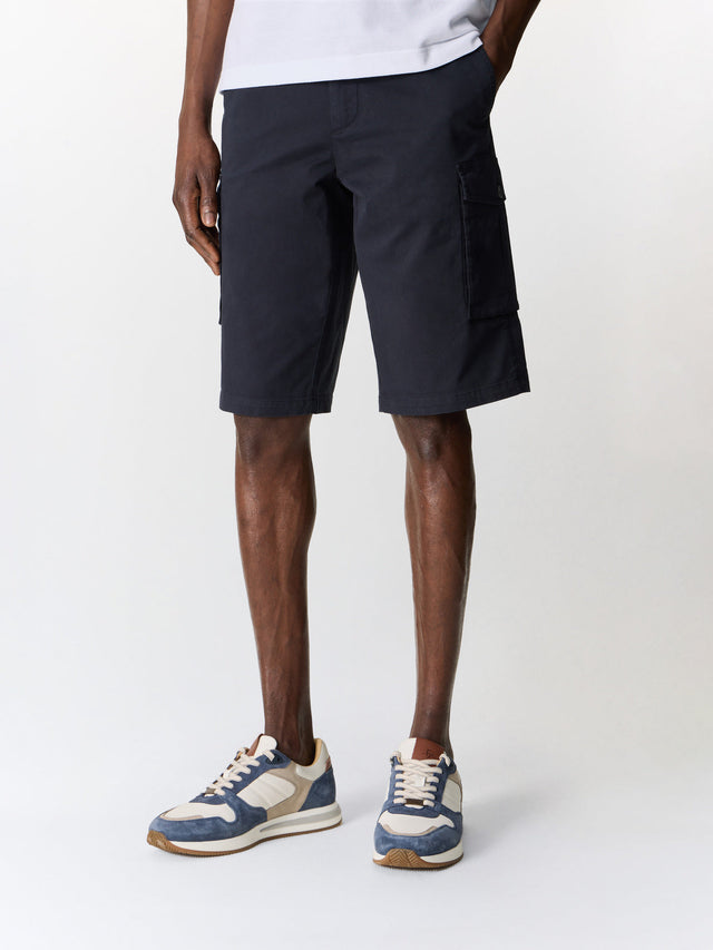 Bermuda cargo en coton stretch bleu marine