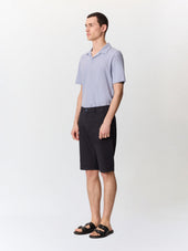 Bermuda Slim En Coton Et Lin Bleu Marine