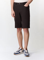 Bermuda slim en coton stretch marron