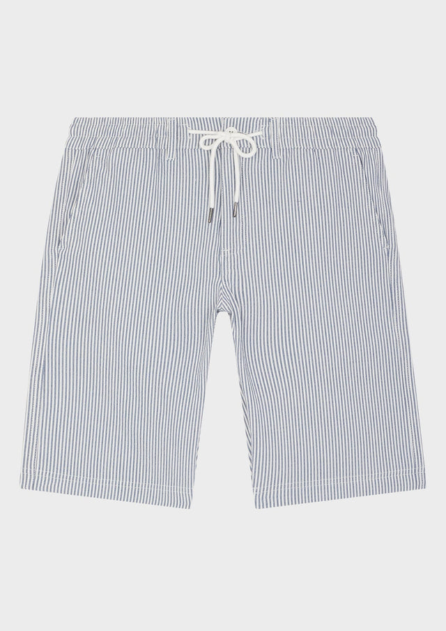 Bermuda blanc à rayures bleu jeans