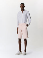 Bermuda Slim En Coton Et Lin Rose P Le