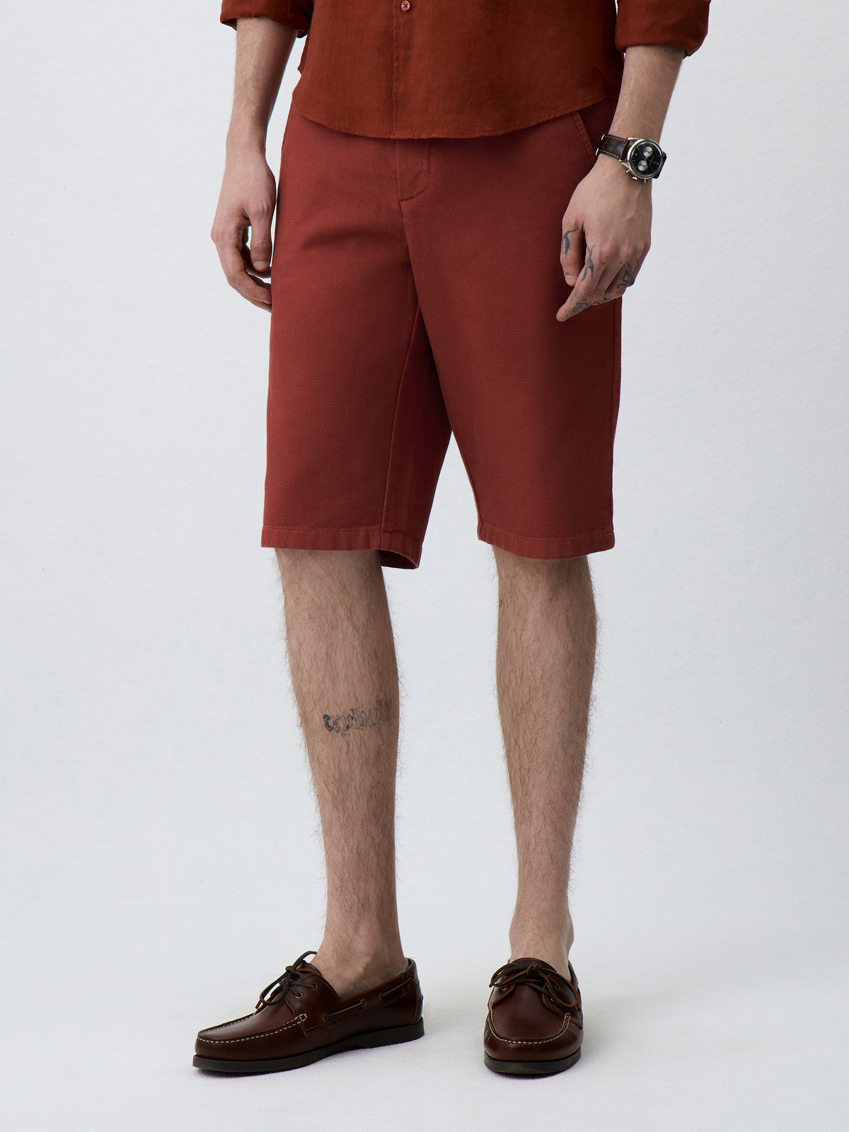 Bermuda En Coton Stretch Terracotta