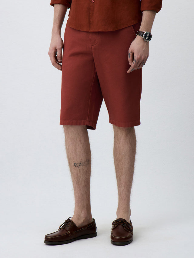 Bermuda en coton stretch terracotta