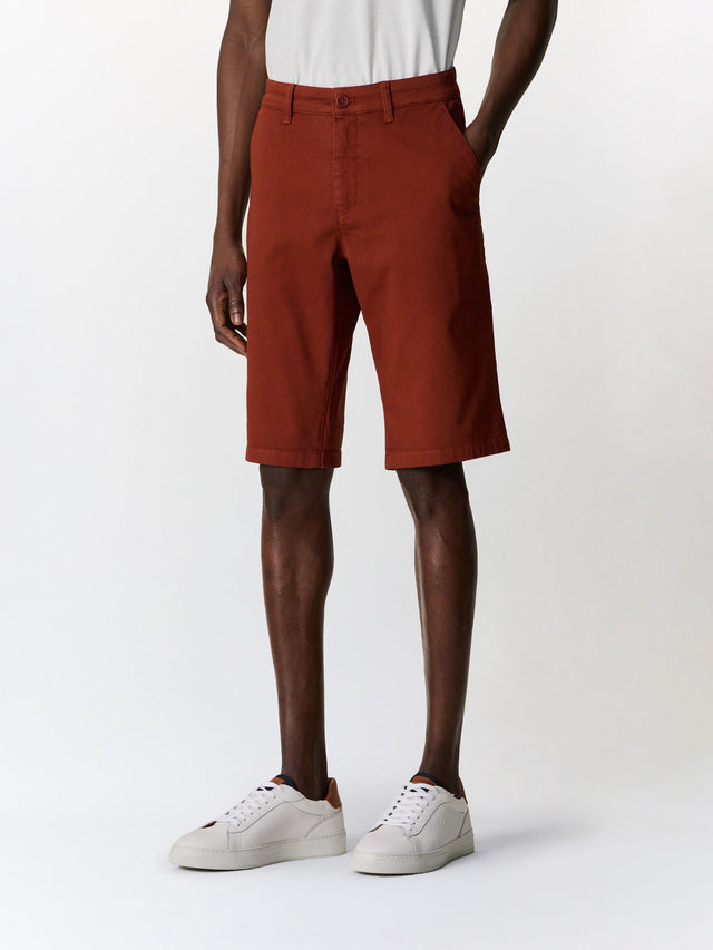 Bermuda slim en coton stretch terracotta