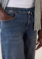 Bermuda En Coton M Lang Stretch Uni Bleu Ardoise