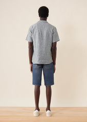 Bermuda En Coton M Lang Stretch Uni Bleu Ardoise