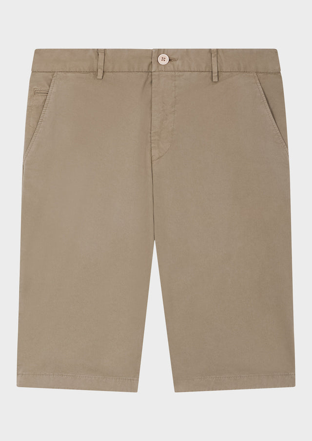 Bermuda en coton stretch uni beige