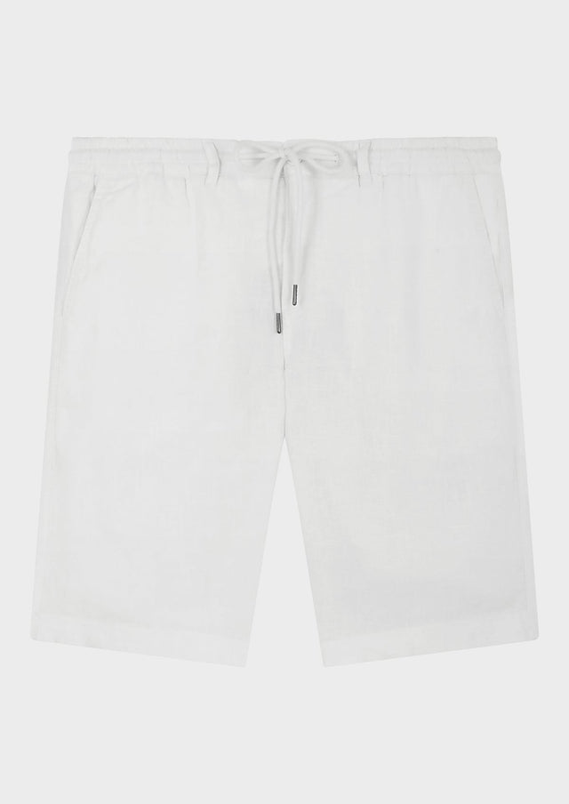Bermuda en lin uni blanc