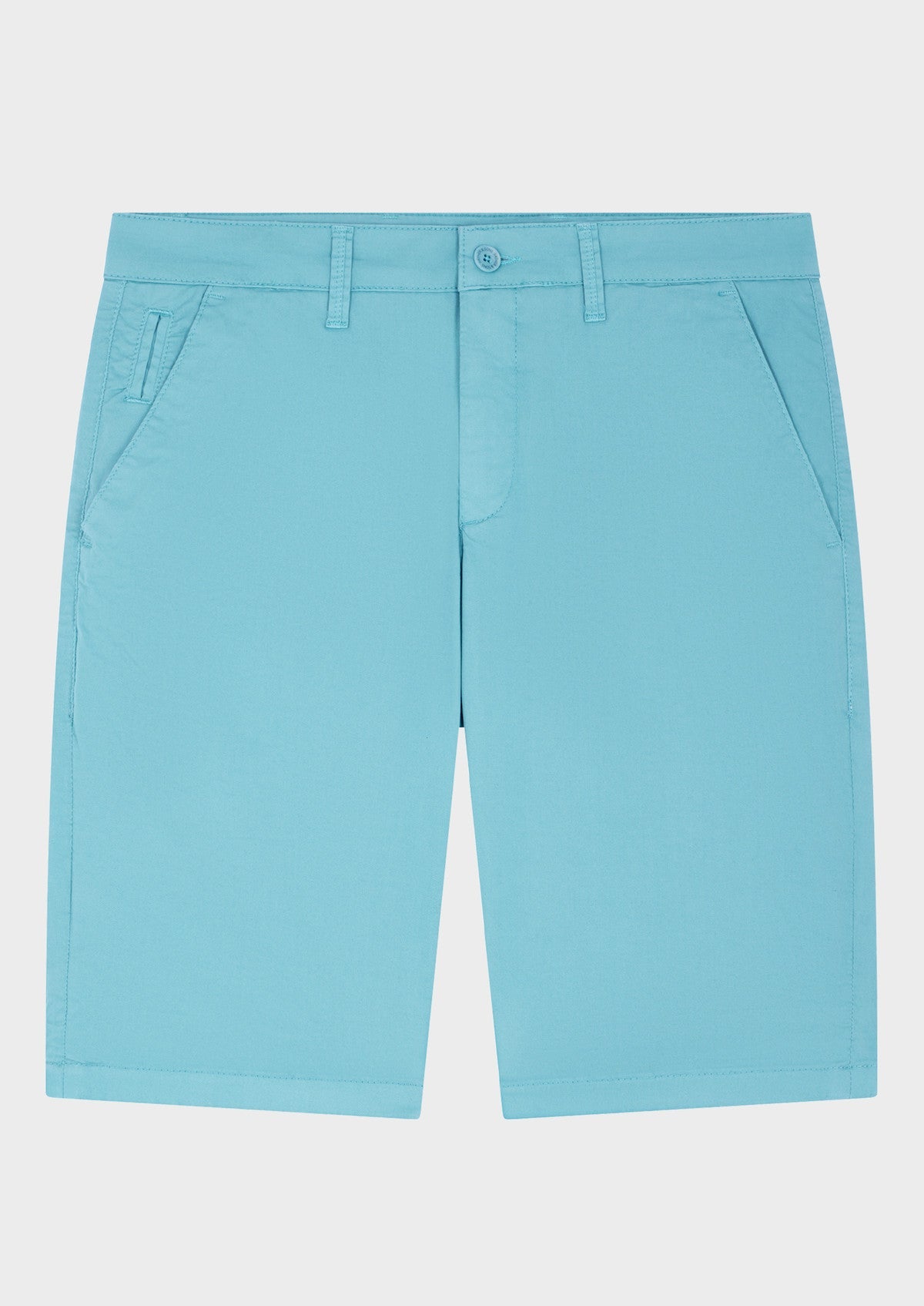 Bermuda En Coton Stretch Uni Bleu Turquin