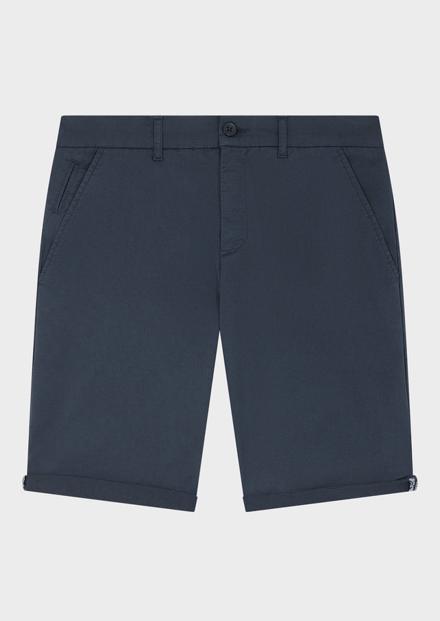 Bermuda en coton mélangé stretch uni bleu jeans