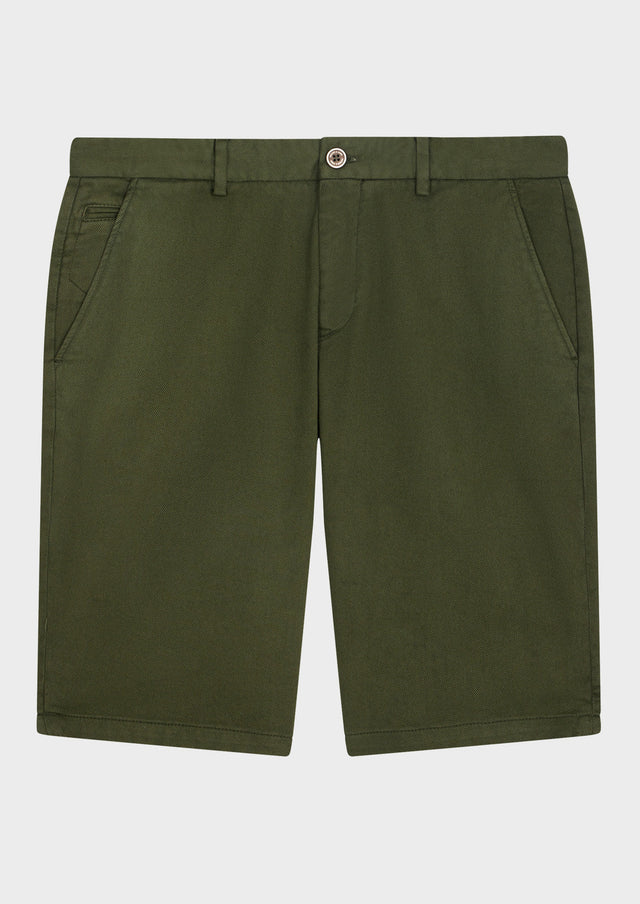 Bermuda en coton stretch uni kaki