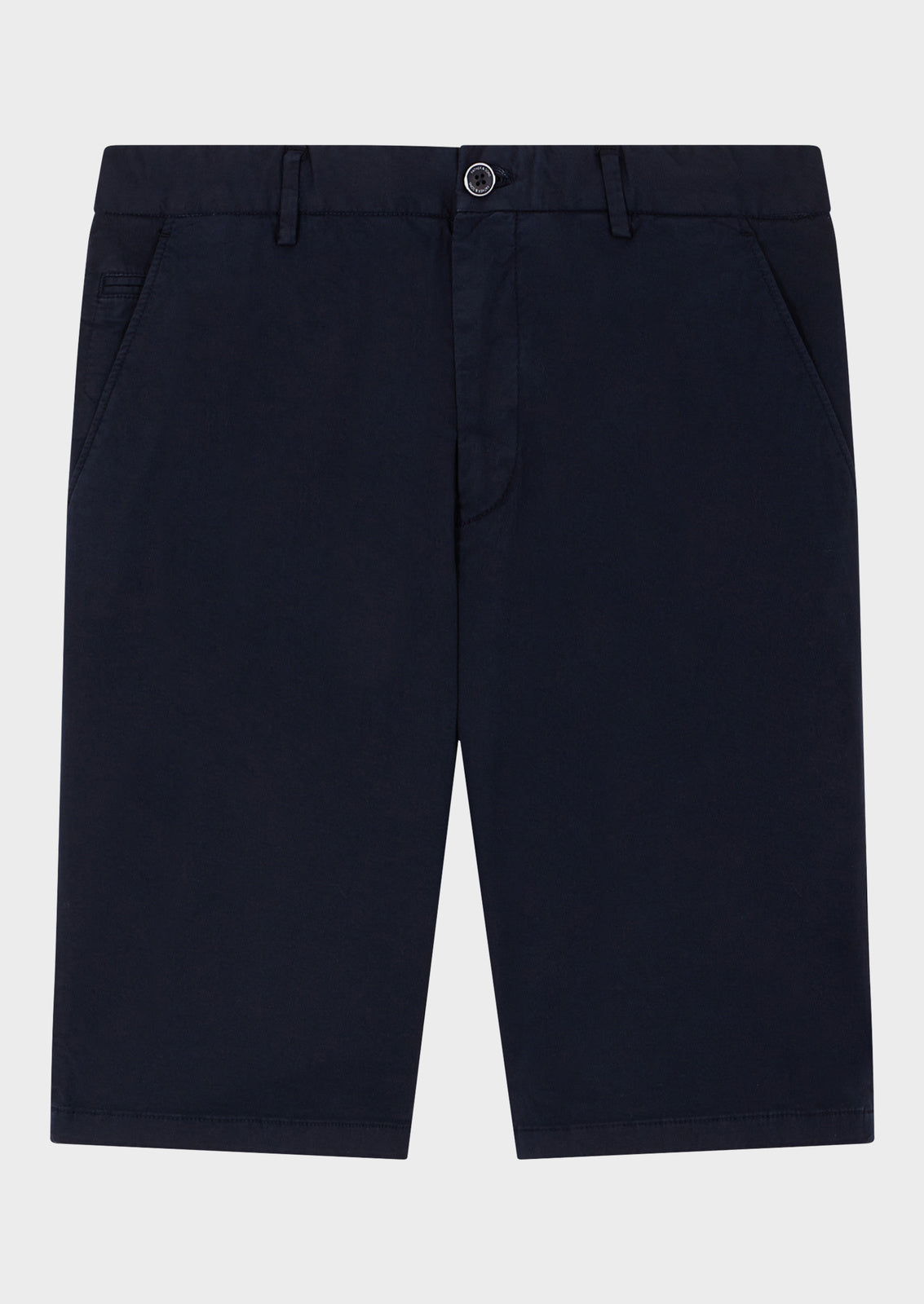 Bermuda En Coton Stretch Uni Bleu Marine