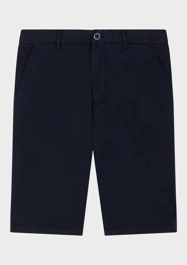 Bermuda en coton stretch uni bleu marine