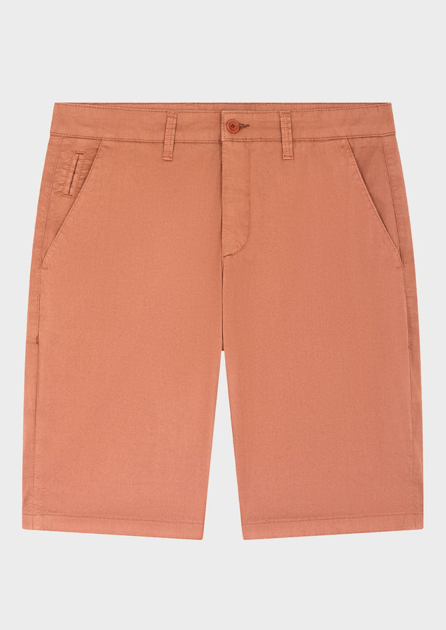 Bermuda en coton stretch uni brique