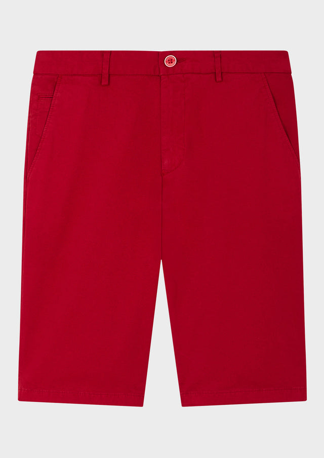 Bermuda en coton stretch uni rouge