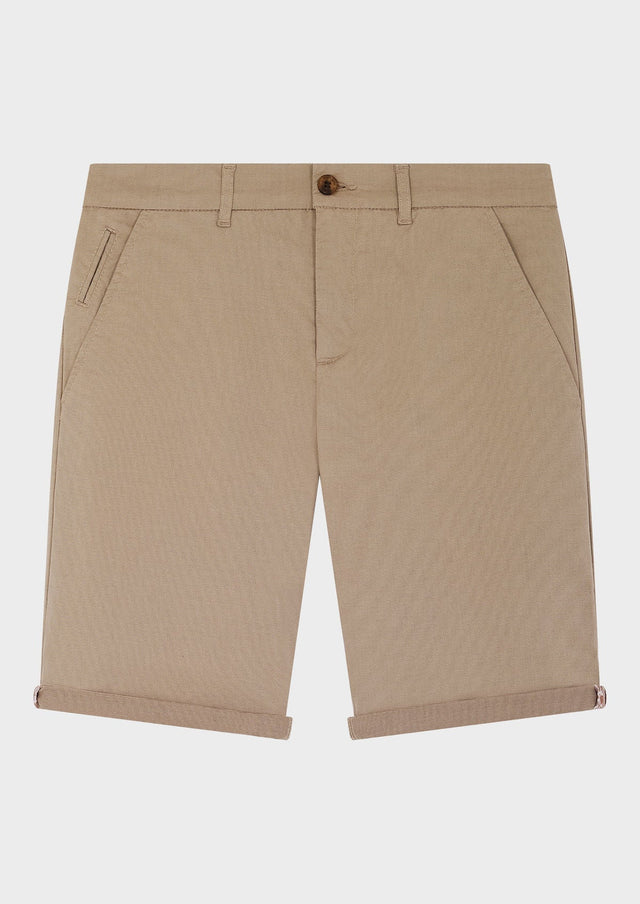 Bermuda en coton mélangé stretch uni taupe