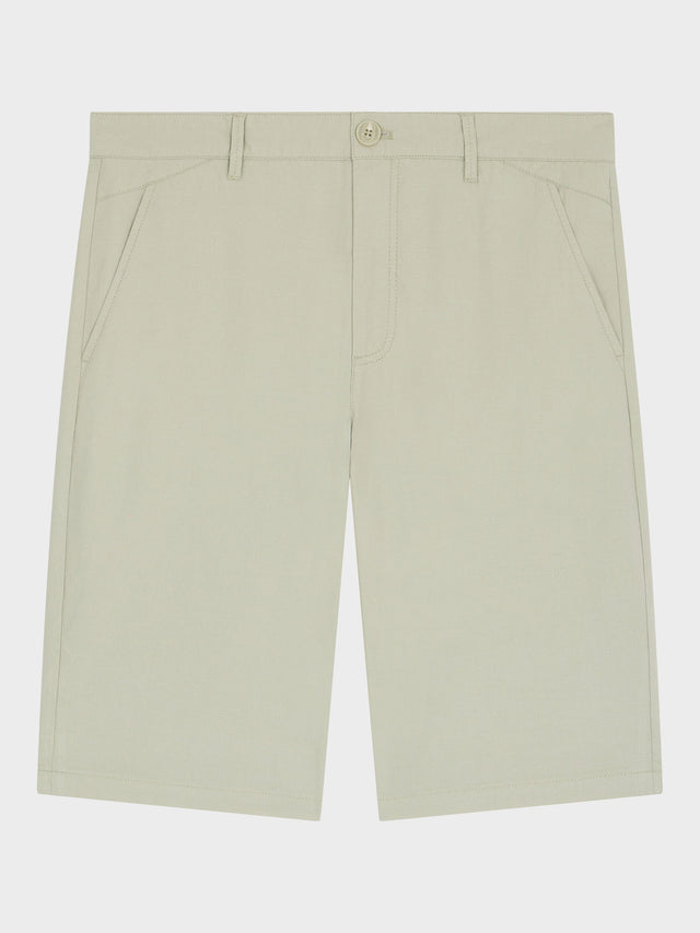 Bermuda slim en coton et lin vert d'eau